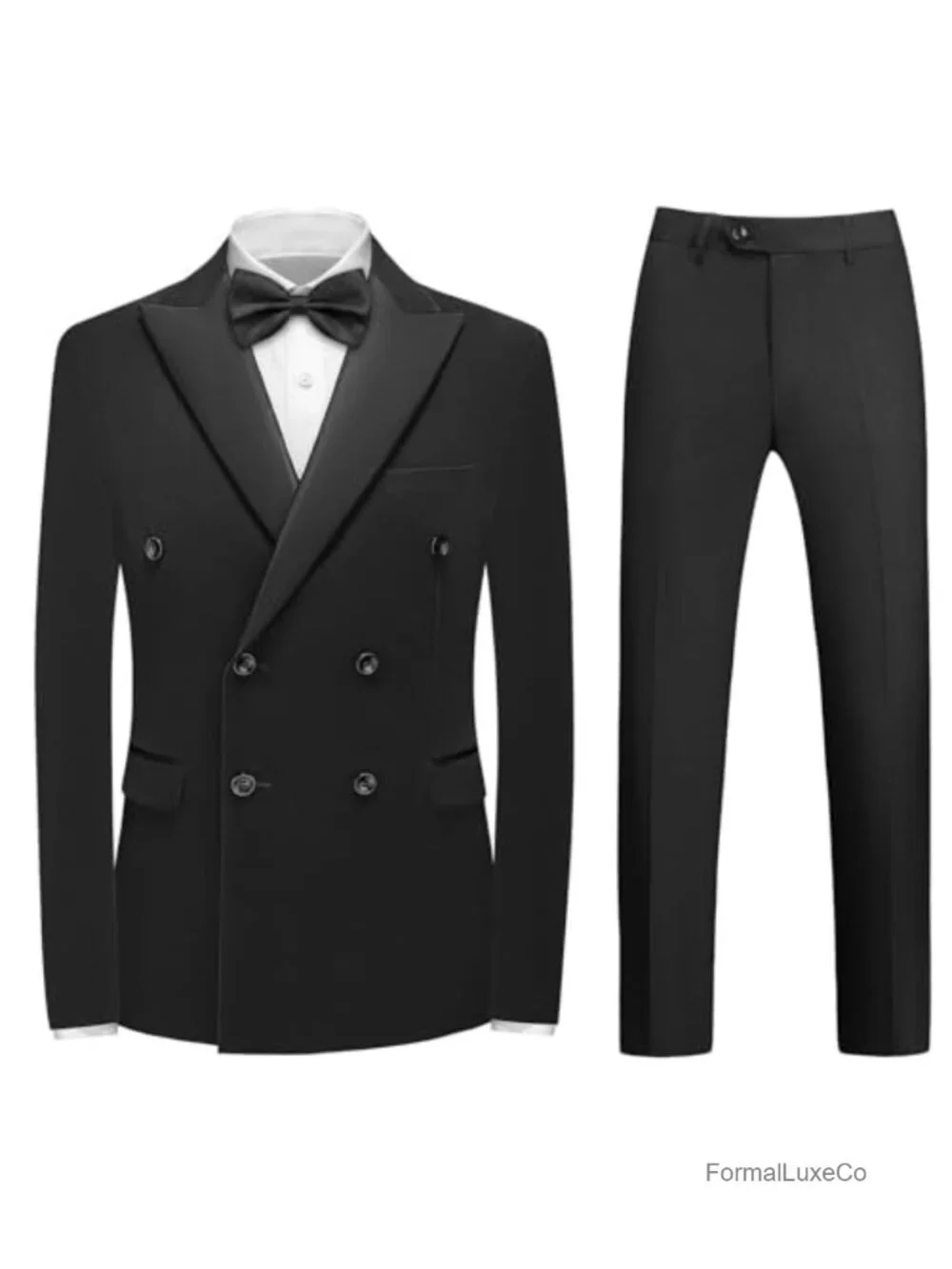 Men's Velvet 2-Piece Double Breasted Tuxedo Suit Set Slim Fit Peak Lapel Blazer
